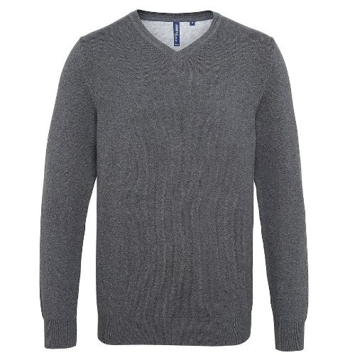 Asquith & Fox Men's Cotton Blend V-Neck Sweater Charcoal